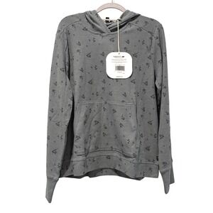 TOAD & CO Women's Foothill Hoodie Blue Slate Floral Print Waffle Knit Size Large